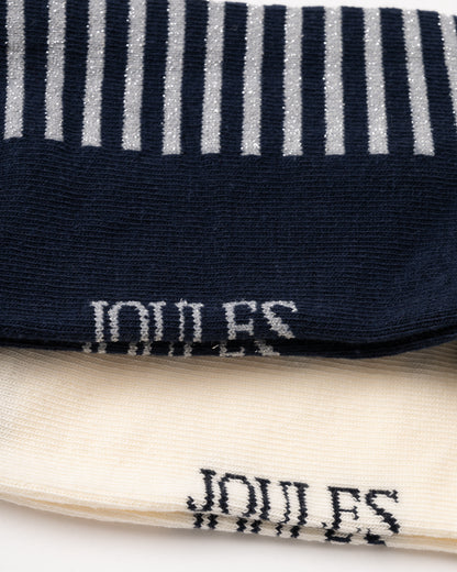 Joules Everyday 2 Pack Womens Socks - Navy/White