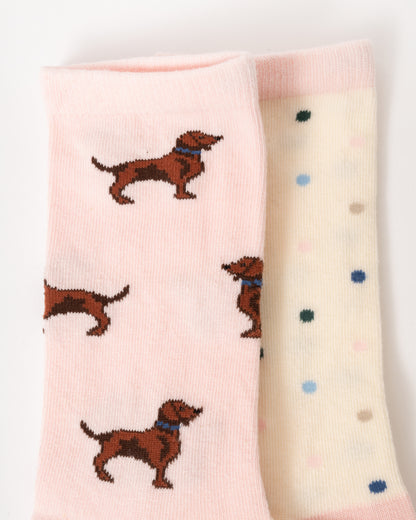 Joules Everyday 2 Pack Womens Socks - Pink/Blue