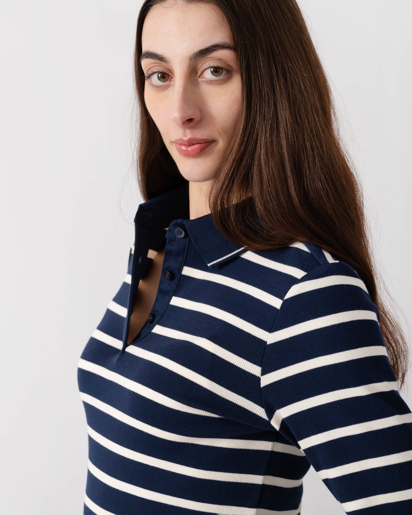 Joules Fairfield Womens Ribbed Polo - Navy/Cream Stripe