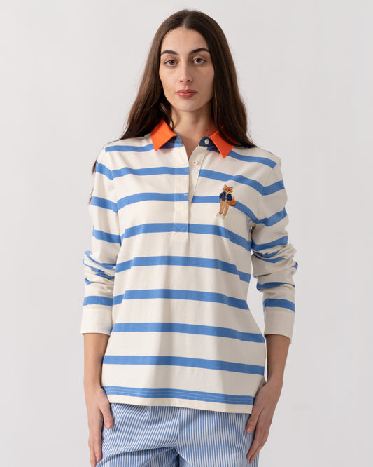 Joules Falmouth Jonty Womens Rugby Shirt - Blue/White