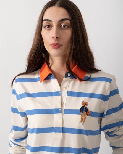 Joules Falmouth Jonty Womens Rugby Shirt - Blue/White