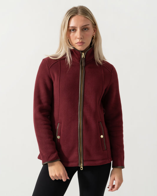 Front of the Joules Heritage Full Zip Womens Fleece - Red