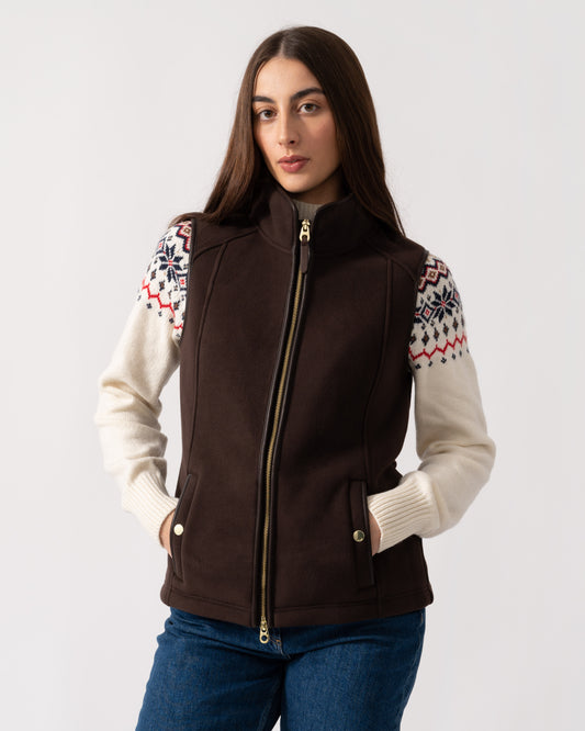 Joules Heritage Womens Fleece Gilet - Brown