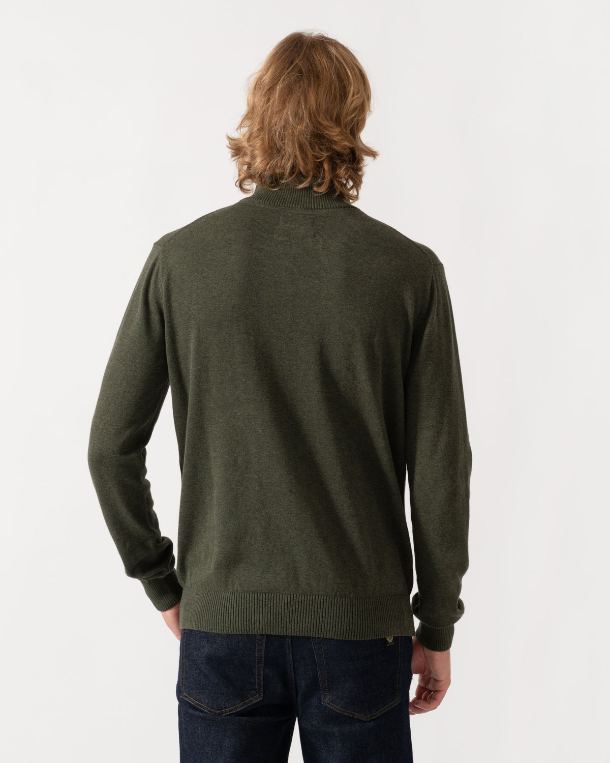 Back of the Joules Hillside Mens 1/4 Zip Jumper - Khaki Green
