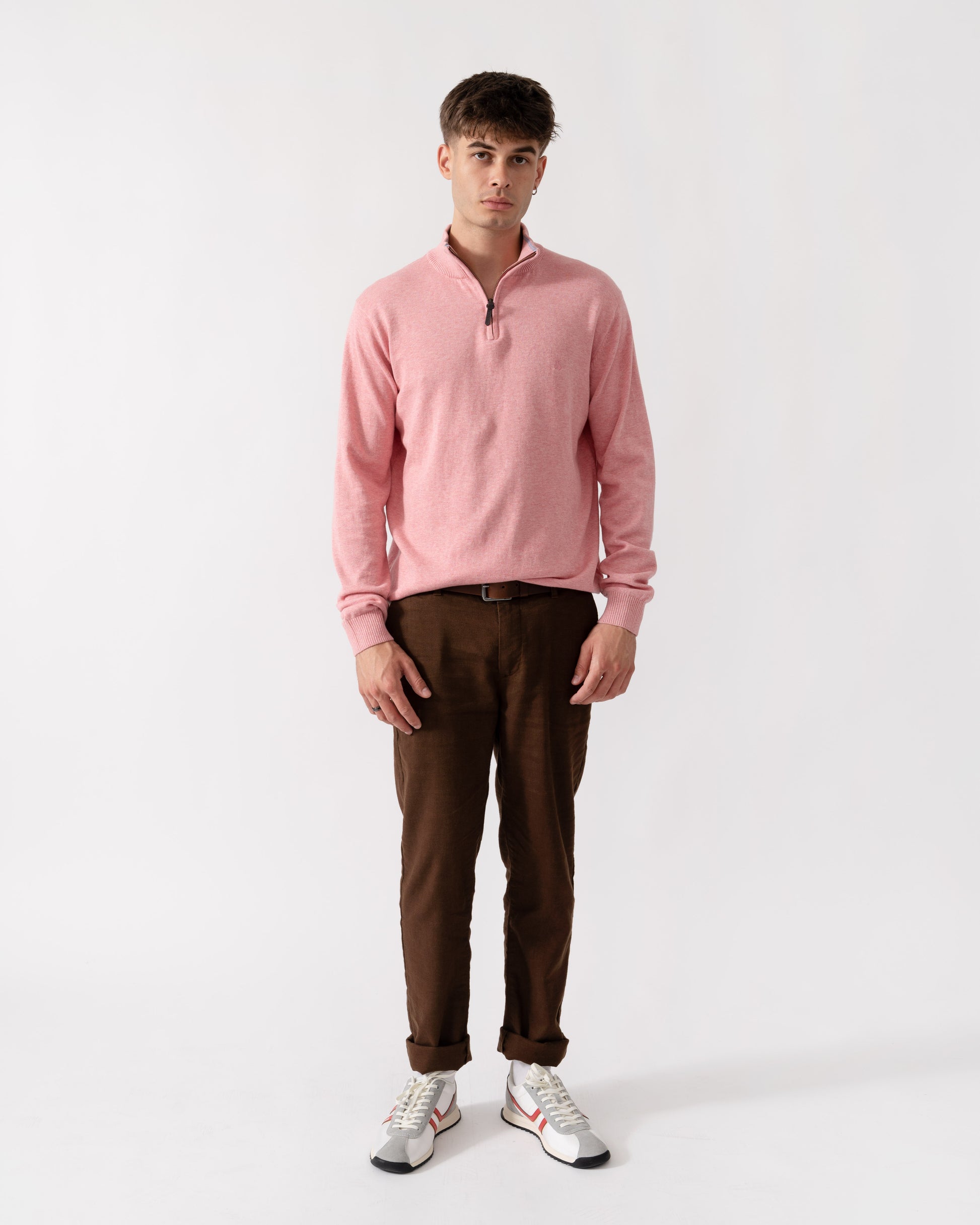 Joules Hillside Mens 1/4 Zip Jumper - Pink | CHO | Designer