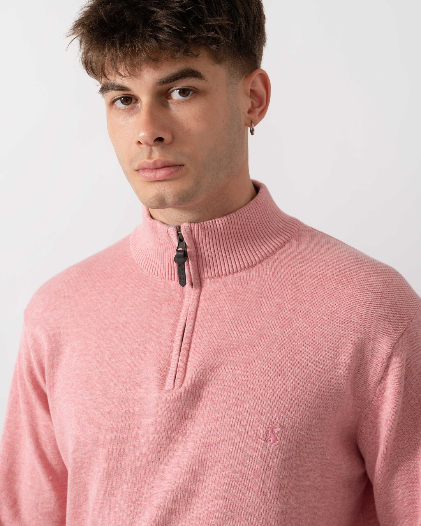 Joules Hillside Mens 1/4 Zip Jumper - Pink | CHO | Designer