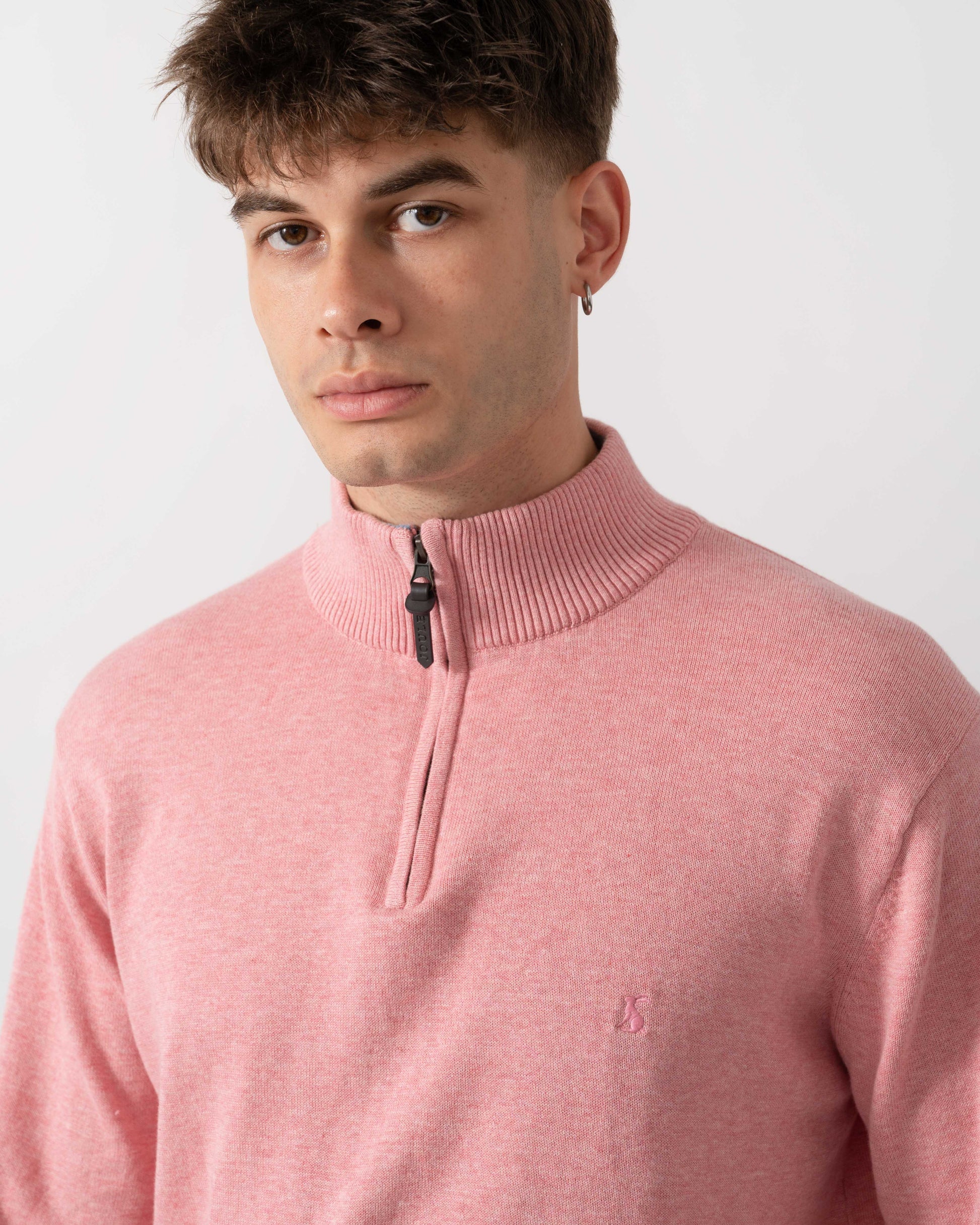 Joules Hillside Mens 1/4 Zip Jumper - Pink | CHO | Designer