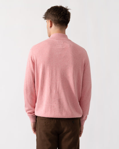 Joules Hillside Mens 1/4 Zip Jumper - Pink | CHO | Designer
