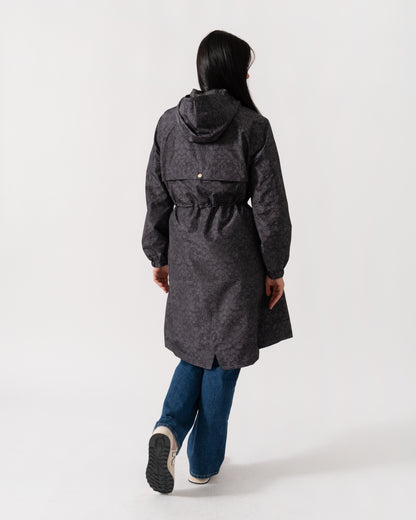 Joules Holkham Womens Packable Printed Raincoat - Black