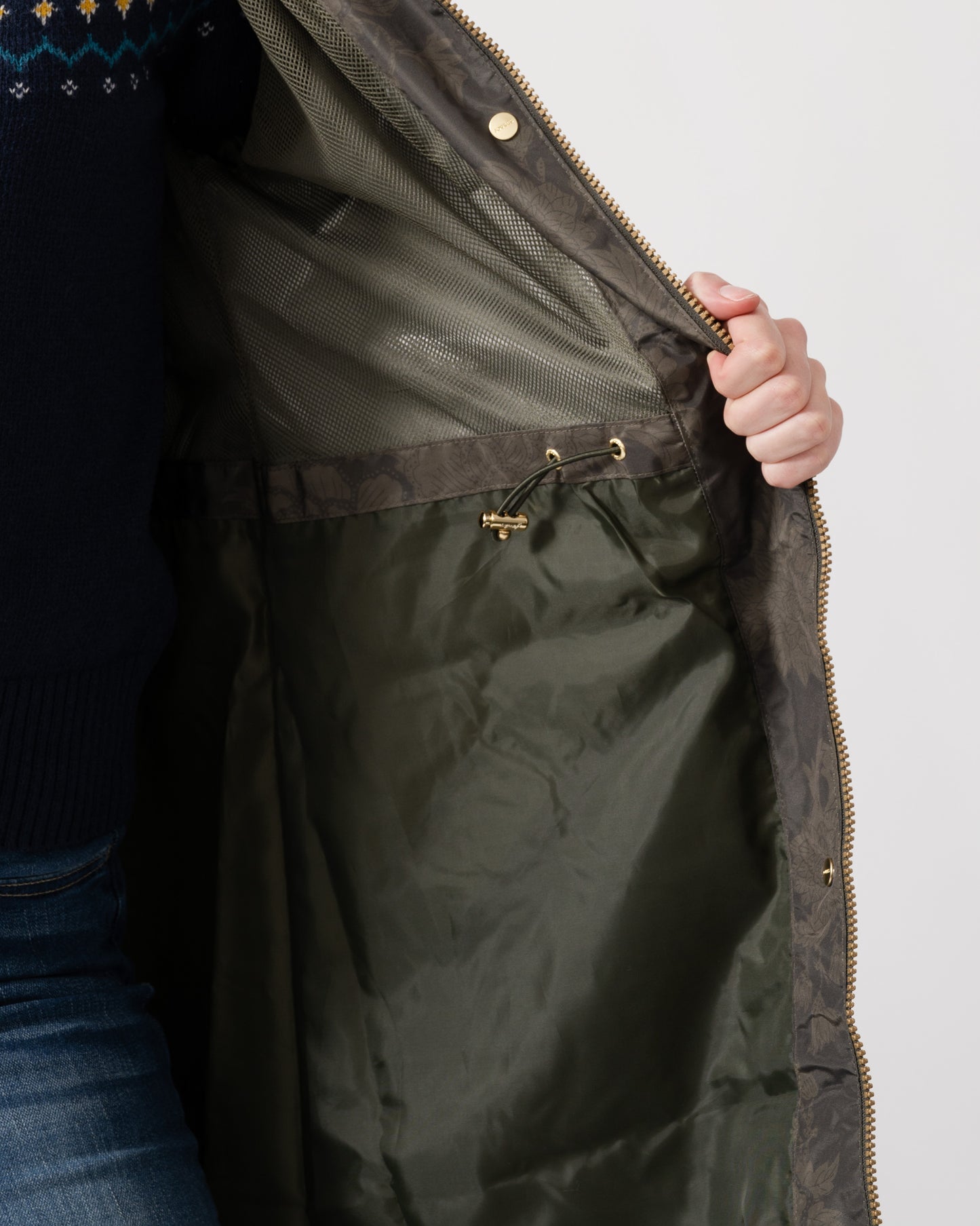 Joules Holkham Womens Packable Printed Raincoat - Green Grapeleaf