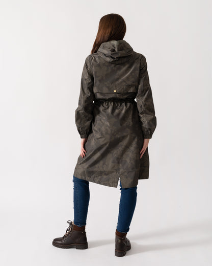 Joules Holkham Womens Packable Printed Raincoat - Green Grapeleaf