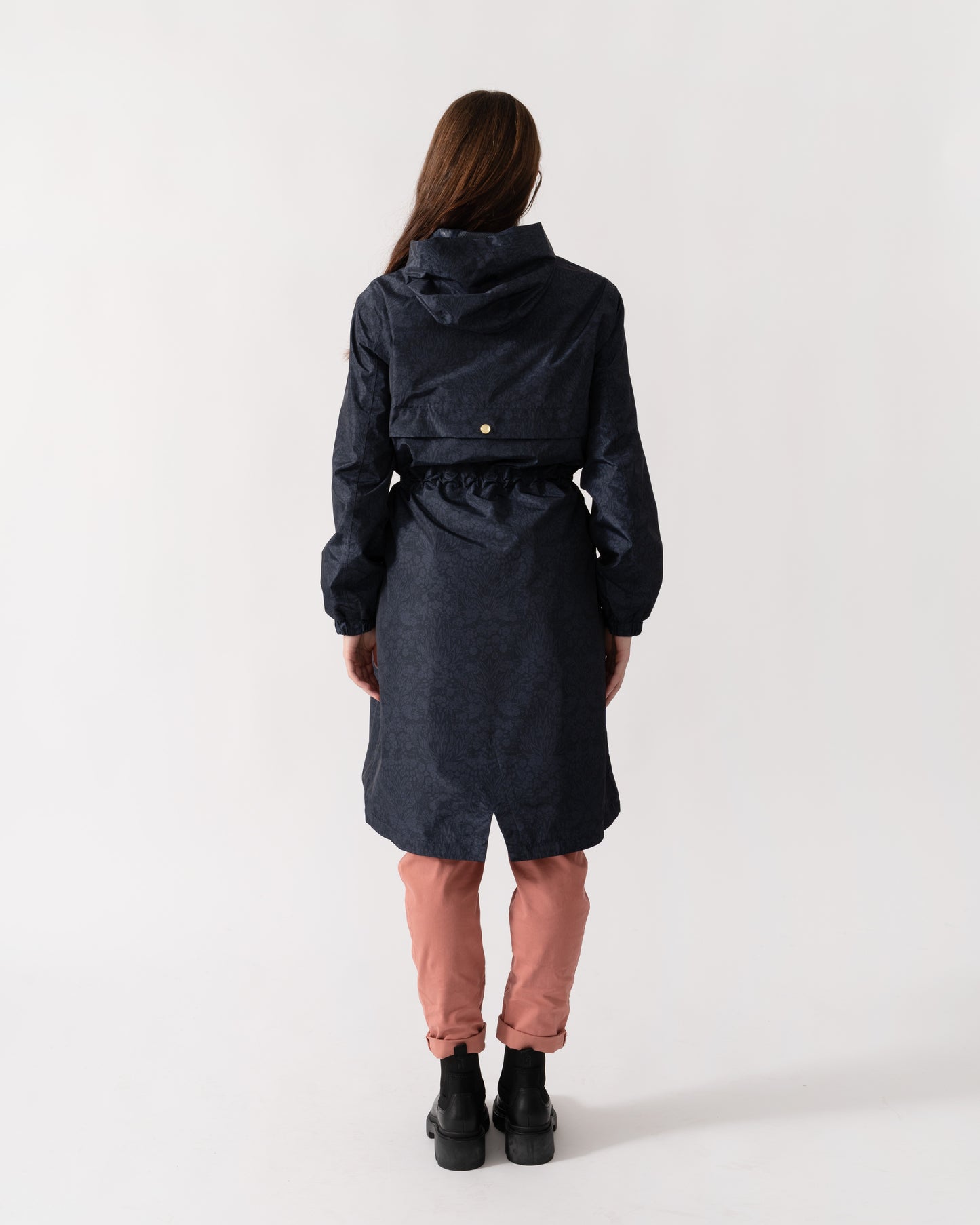 Joules Holkham Womens Packable Printed Raincoat - Navy Floral Tonal