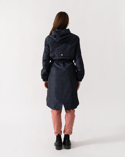 Joules Holkham Womens Packable Printed Raincoat - Navy Floral Tonal