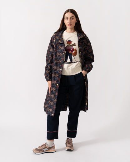 Joules Holkham Womens Packable Printed Raincoat - Navy Stirrup Geo