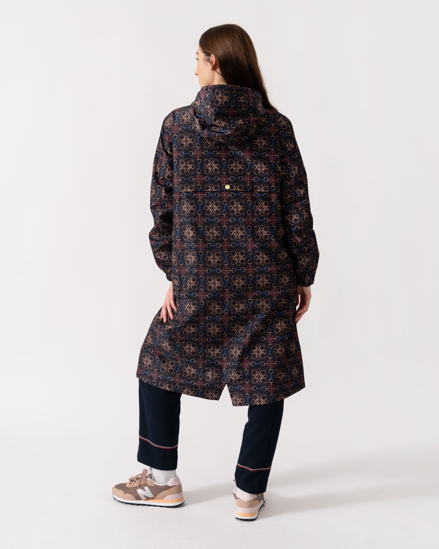 Joules Holkham Womens Packable Printed Raincoat - Navy Stirrup Geo