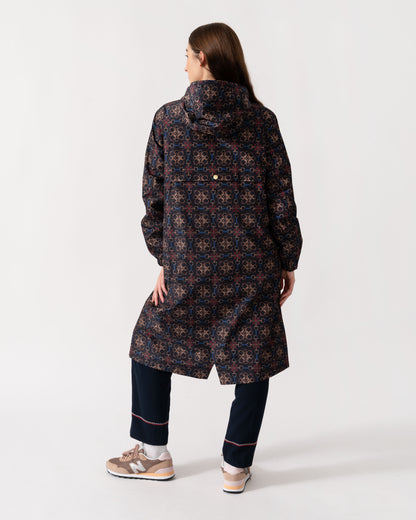 Joules Holkham Womens Packable Printed Raincoat - Navy Stirrup Geo