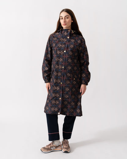 Joules Holkham Womens Packable Printed Raincoat - Navy Stirrup Geo