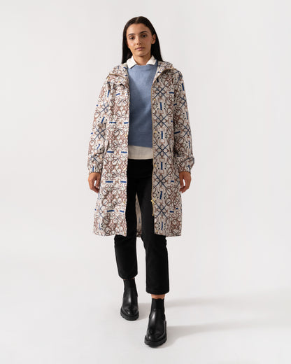 Joules Holkham Womens Packable Printed Raincoat - Stone