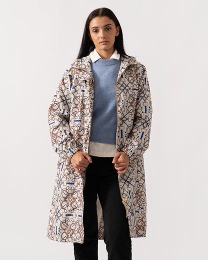 Joules Holkham Womens Packable Printed Raincoat - Stone