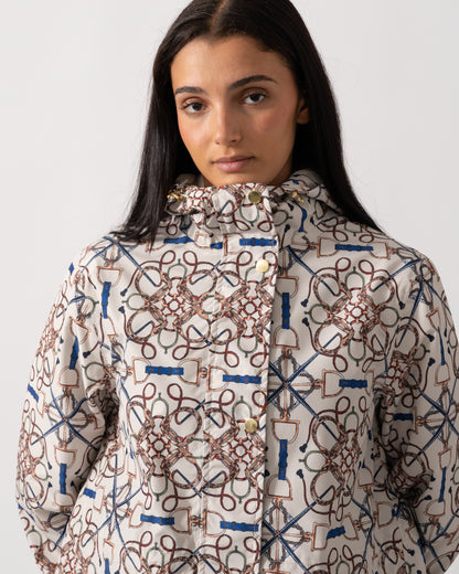 Joules Holkham Womens Packable Printed Raincoat - Stone