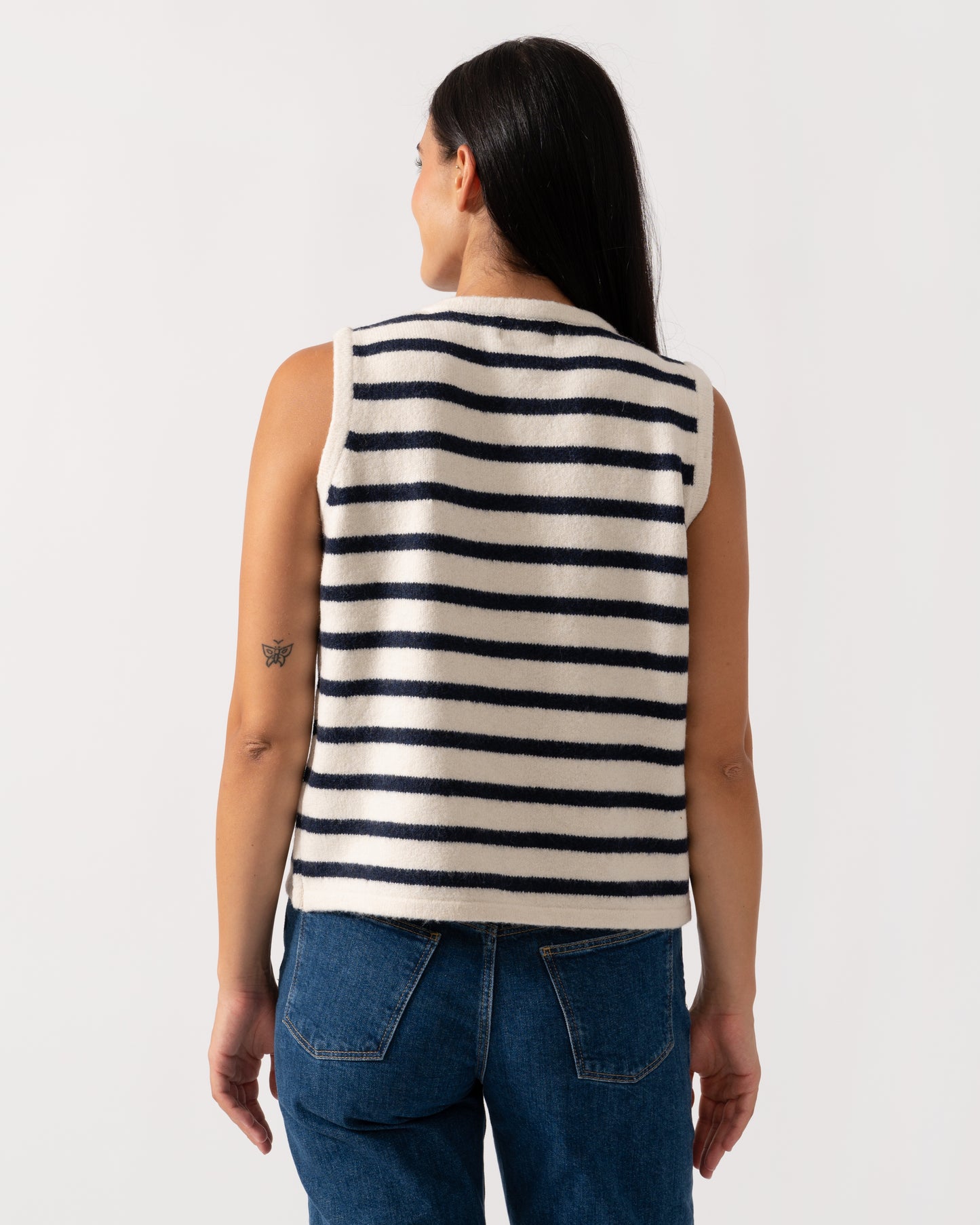Joules Holly Womens Button-Up Tank Top - Cream/Navy