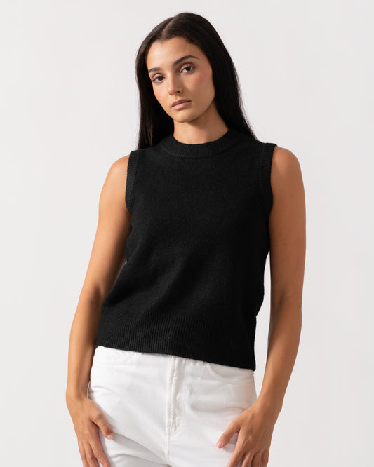 Joules Holly Womens Crew Neck Knit Tank Top - Black