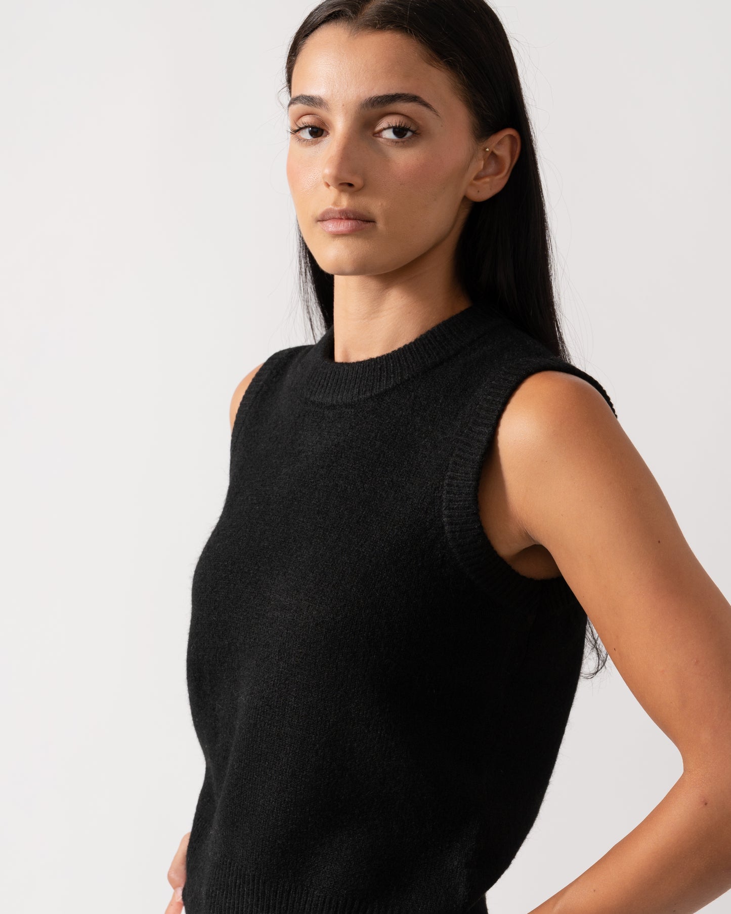 Joules Holly Womens Crew Neck Knit Tank Top - Black