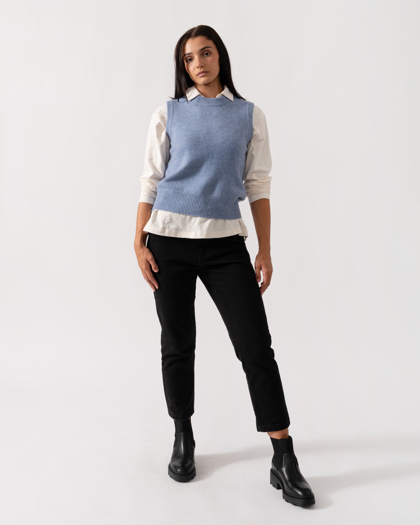 Joules Holly Womens Crew Neck Knit Tank Top - Blue