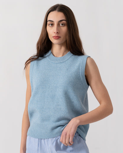 Joules Holly Womens Crew Neck Knit Tank Top - Light Blue