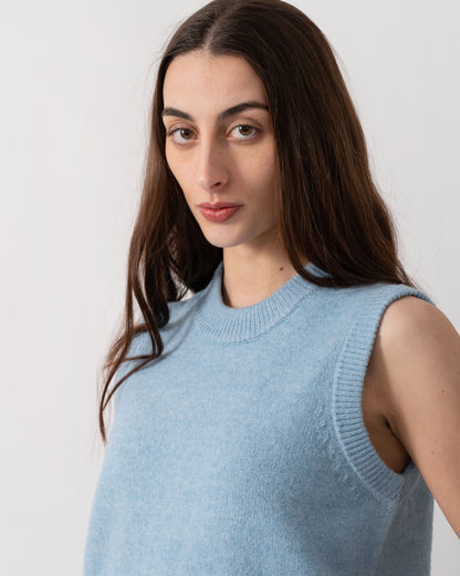 Joules Holly Womens Crew Neck Knit Tank Top - Light Blue