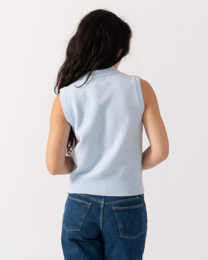 Back of Joules Holly Womens Crew Neck Knit Tank Top - Light Blue