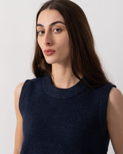 Joules Holly Womens Crew Neck Knit Tank Top - Navy Blue