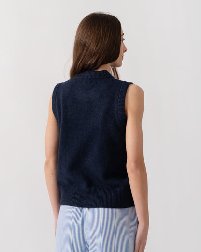 Joules Holly Womens Crew Neck Knit Tank Top - Navy Blue