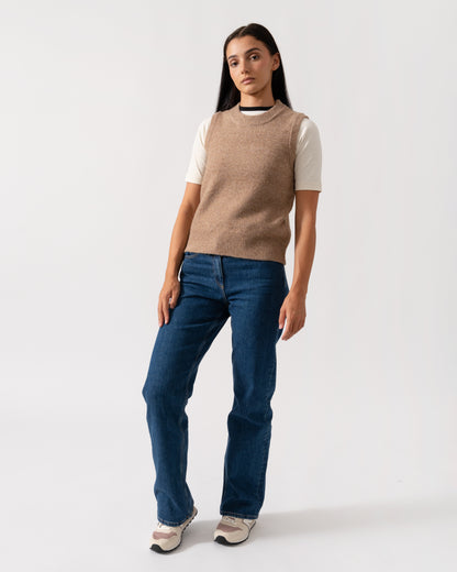 Joules Holly Womens Crew Neck Knit Tank Top - Tan Brown