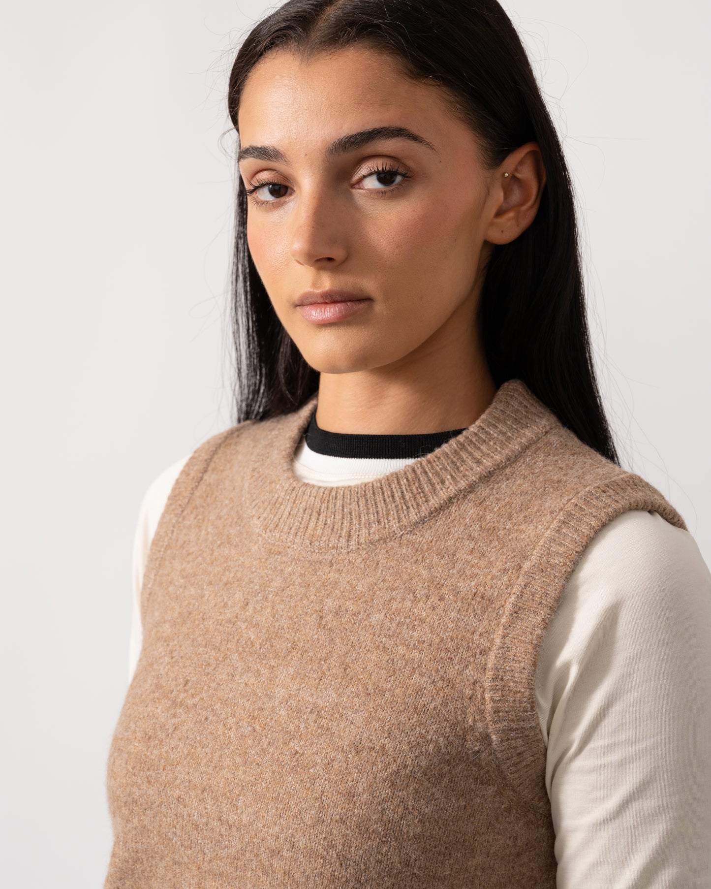 Joules Holly Womens Crew Neck Knit Tank Top - Tan Brown