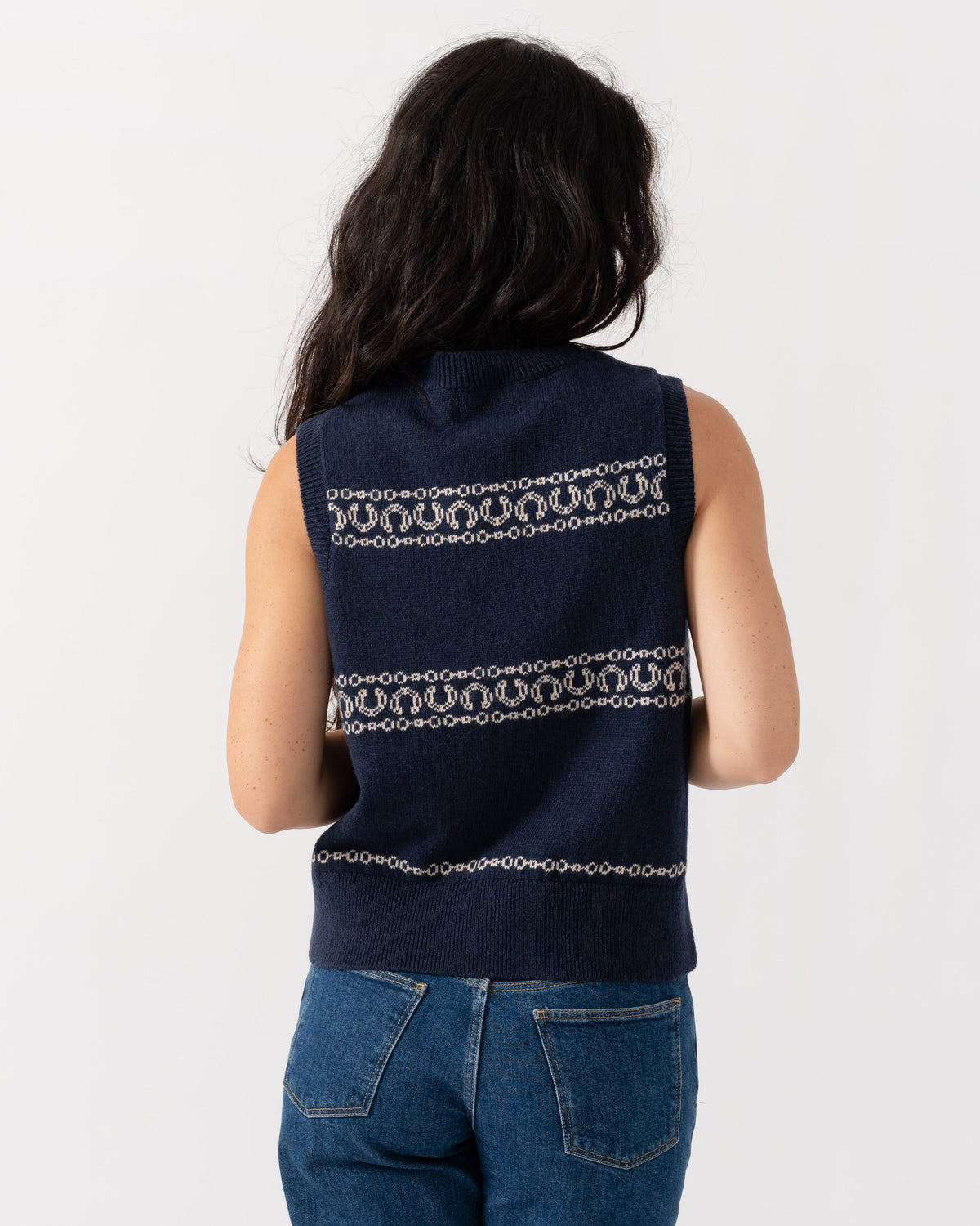 Back of the Joules Horse Icon Womens Knit Tank Top - Navy