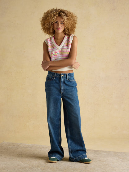 Joules Islay Womens V-Neck Knit Tank Top - Multi