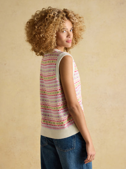 Joules Islay Womens V-Neck Knit Tank Top - Multi