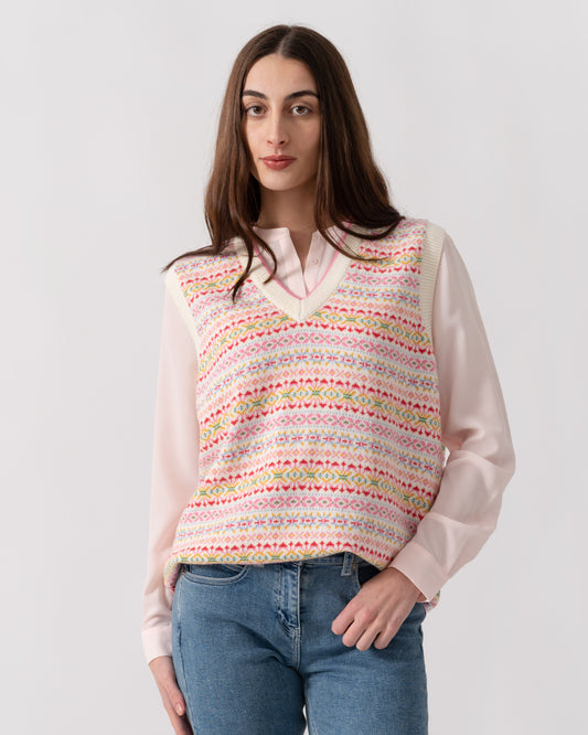 Joules Islay Womens V-Neck Knit Tank Top - Multi