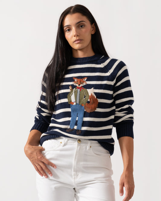 Joules Jonty Striped Womens Jumper  - Navy
