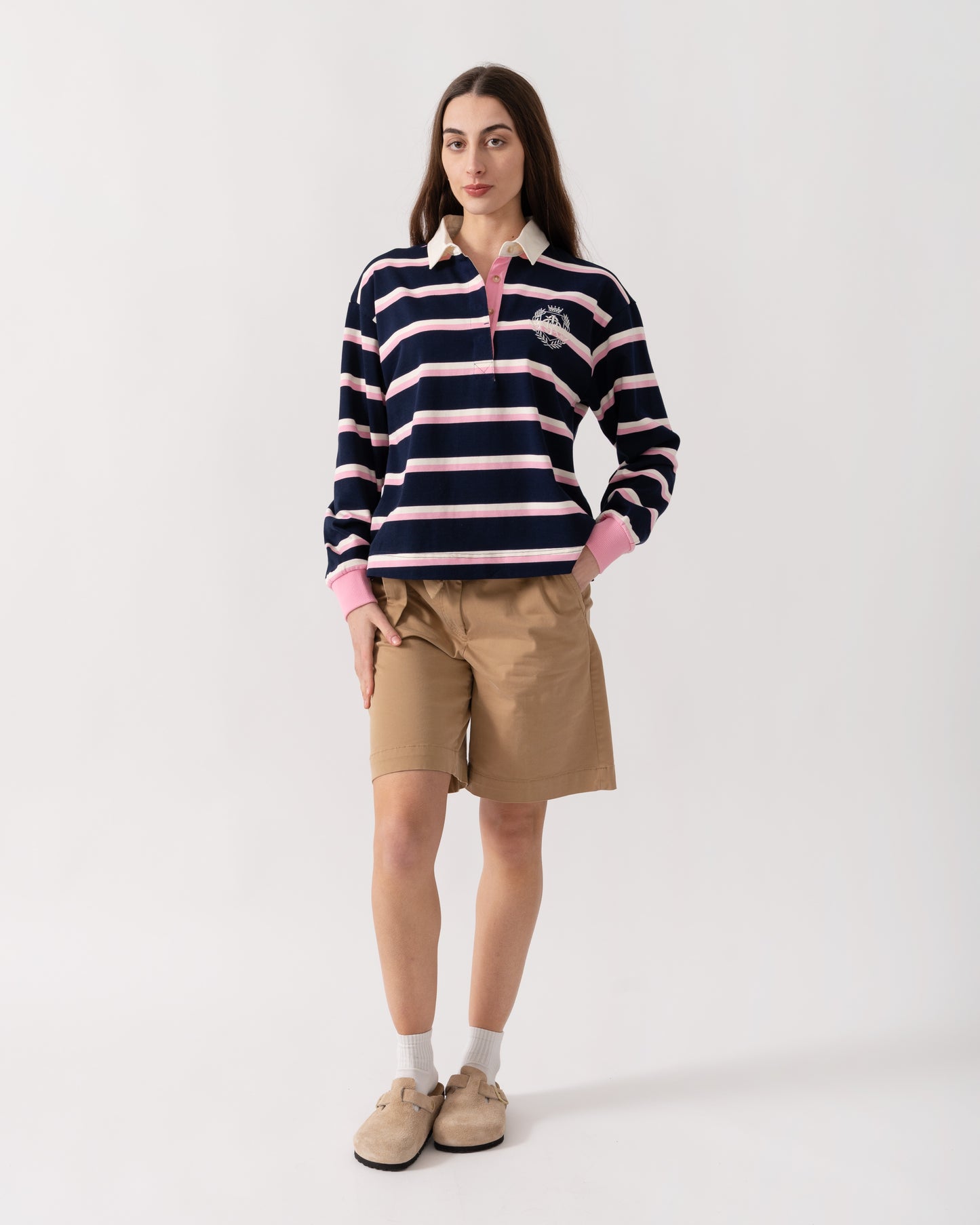 Joules Lara Womens Rugby Shirt - Navy/Pink