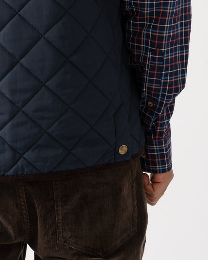 Back popper on the Joules Maynard Mens Quilted Gilet - Navy
