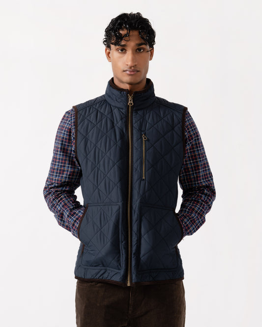 Front of the Joules Maynard Mens Quilted Gilet - Navy