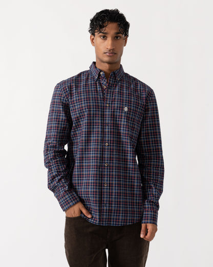 Front of the Joules Mens Classic Fit Check Oxford Shirt - Navy