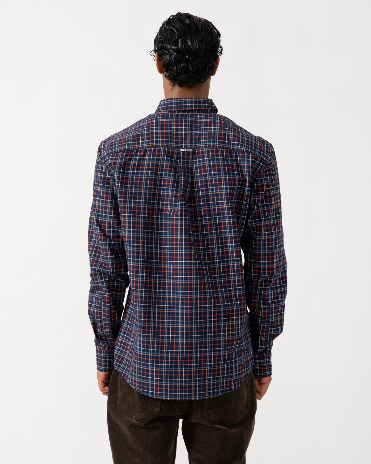 Back of the Joules Mens Classic Fit Check Oxford Shirt - Navy