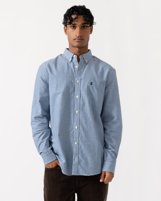Front of the Joules Mens Classic Fit Gingham Oxford Shirt - Navy Check