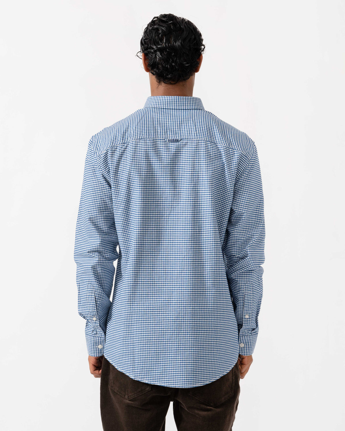 Back of the Joules Mens Classic Fit Gingham Oxford Shirt - Navy Check