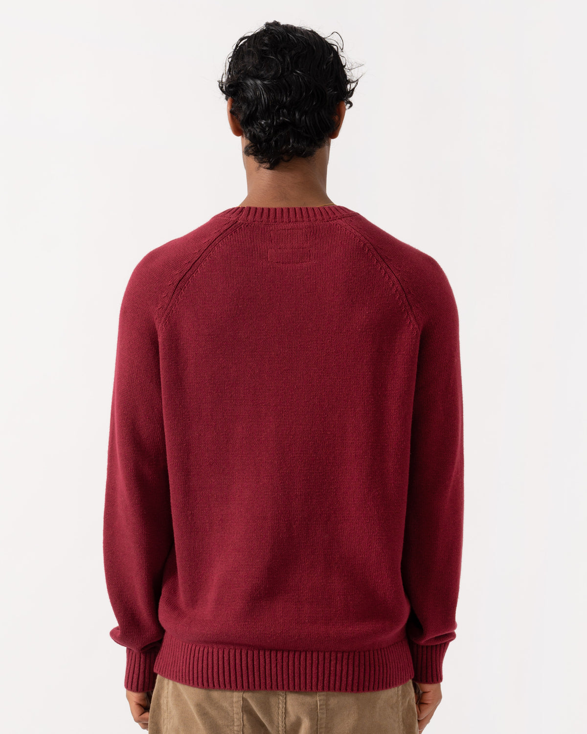 Back of the Joules Mens Intarsia Crew Neck Jumper - Burgundy/Car