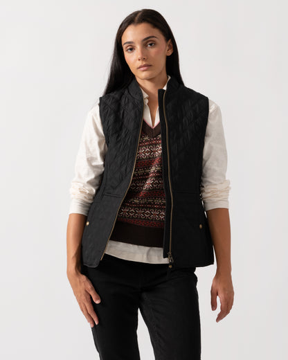 Joules Minx Womens Diamond Quilt Gilet - Black