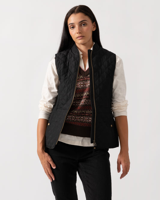 Joules Minx Womens Diamond Quilt Gilet - Black